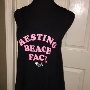 (Pink) Tank Top black. “Resting Beach Face” size m